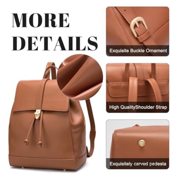 Genuine Leather Backpack for Women - Travel Daypack with Adjustable Straps main image 6